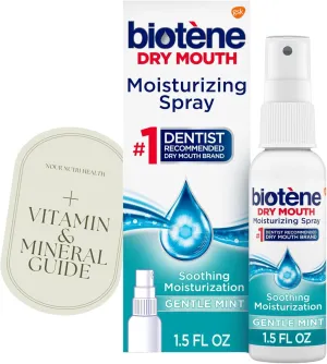 1 Pack of Biotene Moisturizing Dry Mouth Spray, Moisturizing Spray for Dry Mouth and Bad Breath, Gentle Mint - 1.5 fl oz   Vitamin and Mineral Exclusive Guide