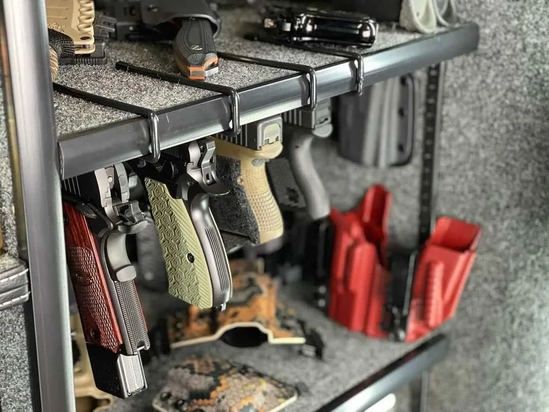 10 PCS Gun Rack, Pistol Rack for Gun Safe Shelf or Stack On Gun Cabinet, Gun Safe Accessory, Handgun Hanger Pistol Organizer for Display, Gifts for Hunters