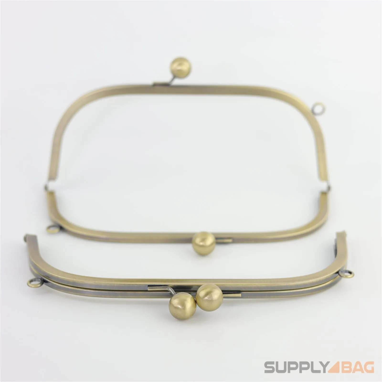 10 x 4 inch - Ball Clasp - Antique Brass Arch Shape Metal Purse Frame with O Chain Rings