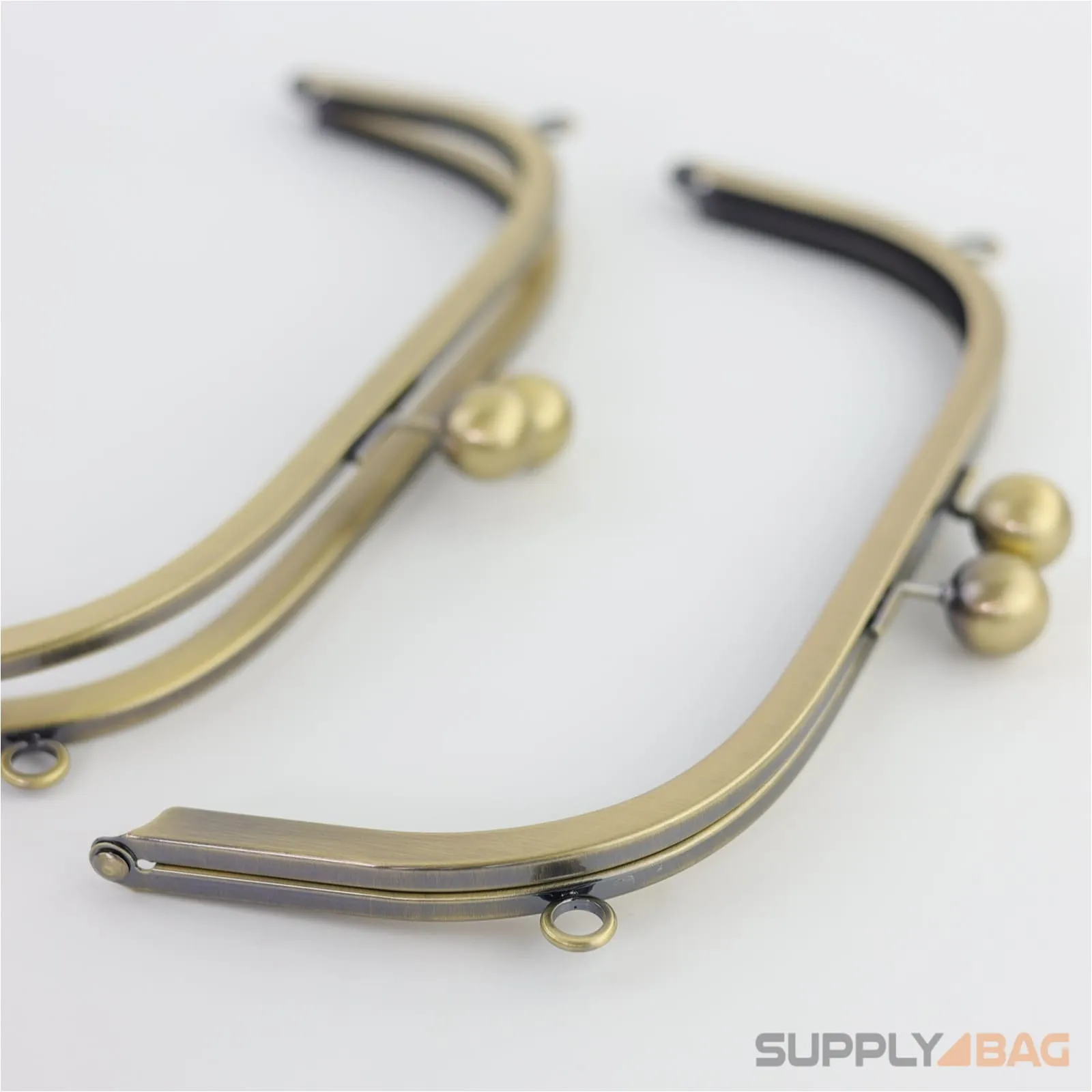 10 x 4 inch - Ball Clasp - Antique Brass Arch Shape Metal Purse Frame with O Chain Rings