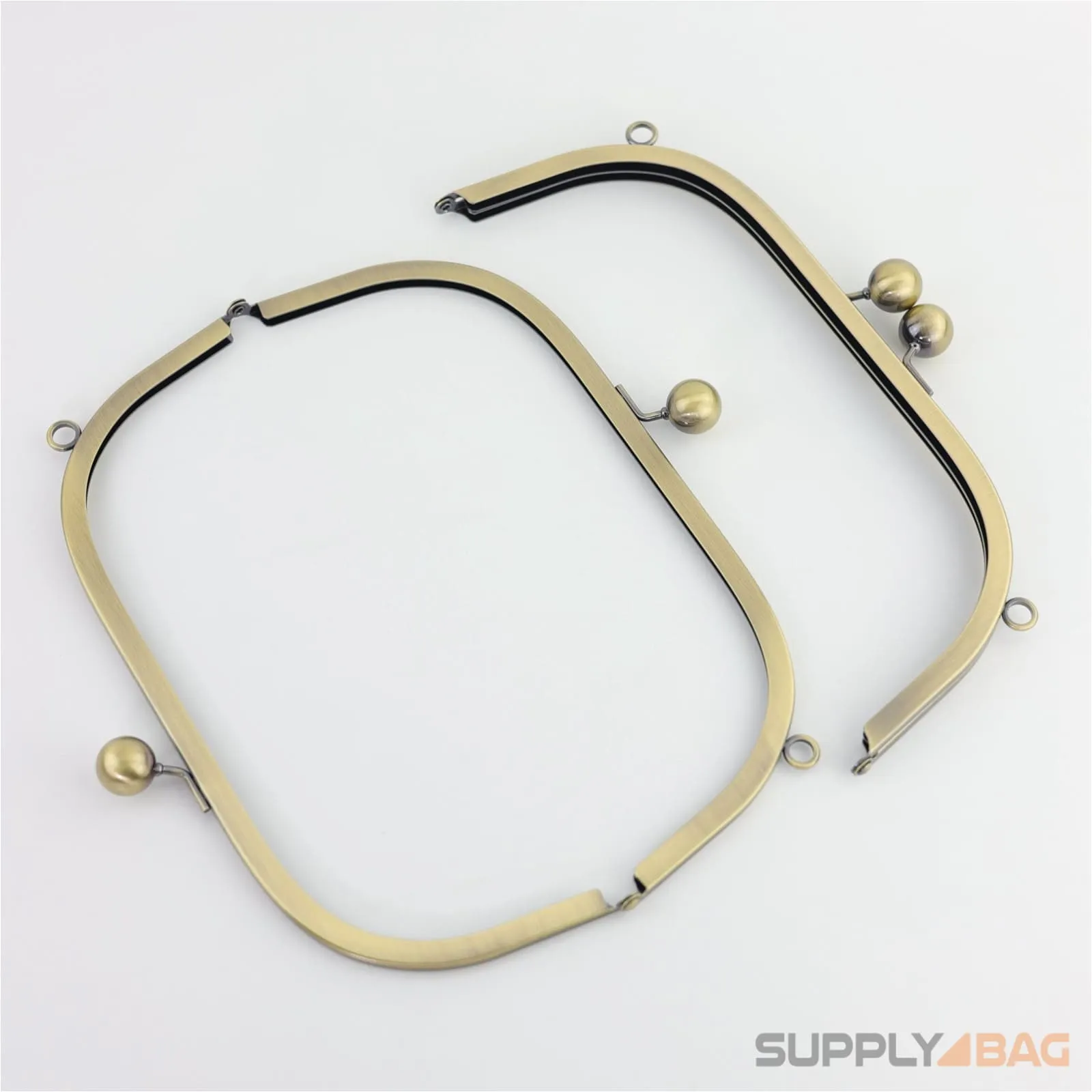 10 x 4 inch - Ball Clasp - Antique Brass Arch Shape Metal Purse Frame with O Chain Rings
