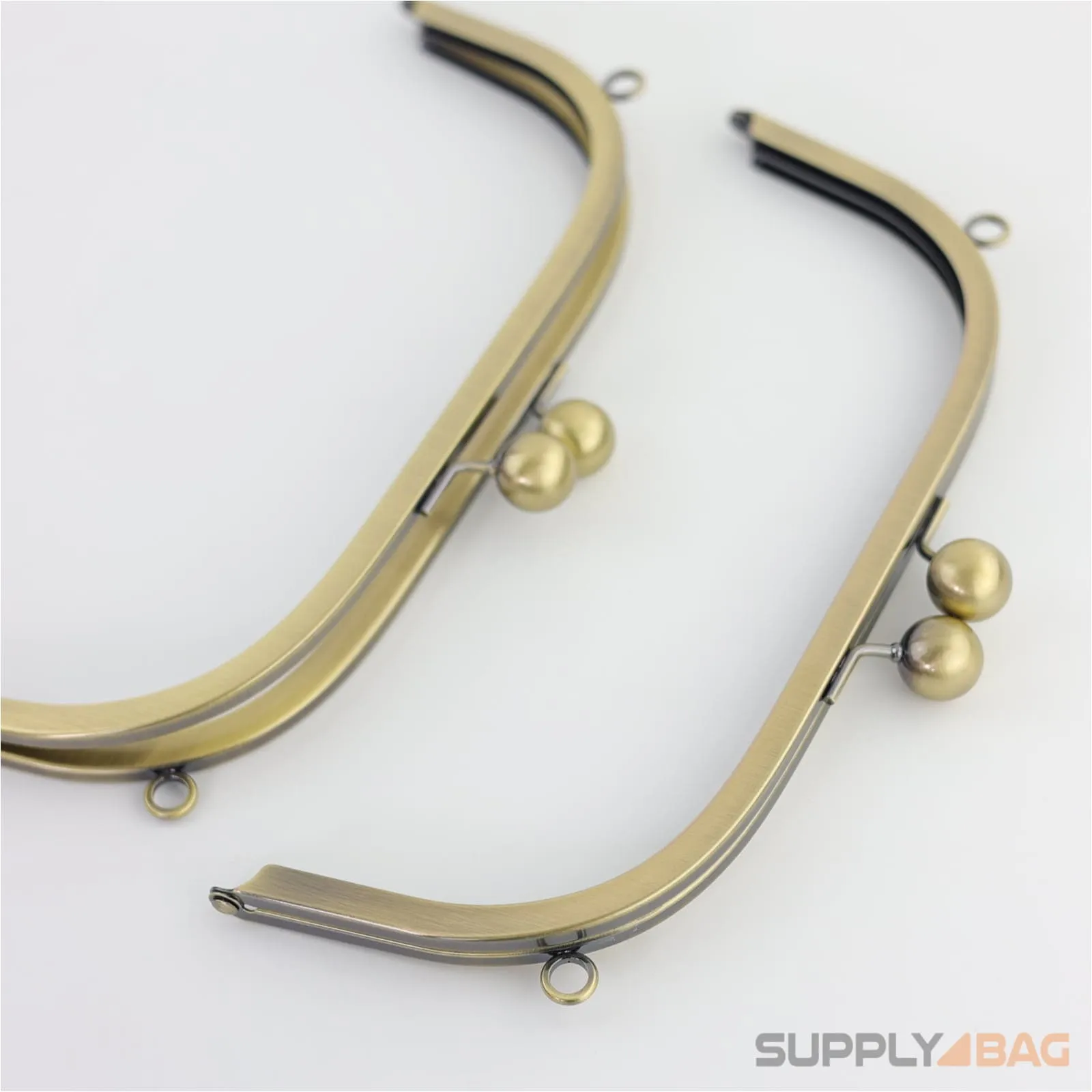 10 x 4 inch - Ball Clasp - Antique Brass Arch Shape Metal Purse Frame with O Chain Rings