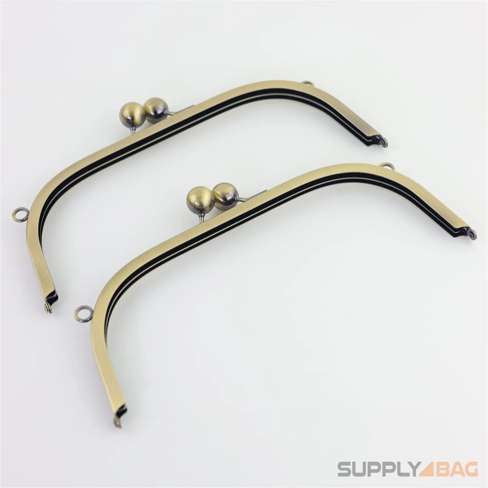 10 x 4 inch - Ball Clasp - Antique Brass Arch Shape Metal Purse Frame with O Chain Rings
