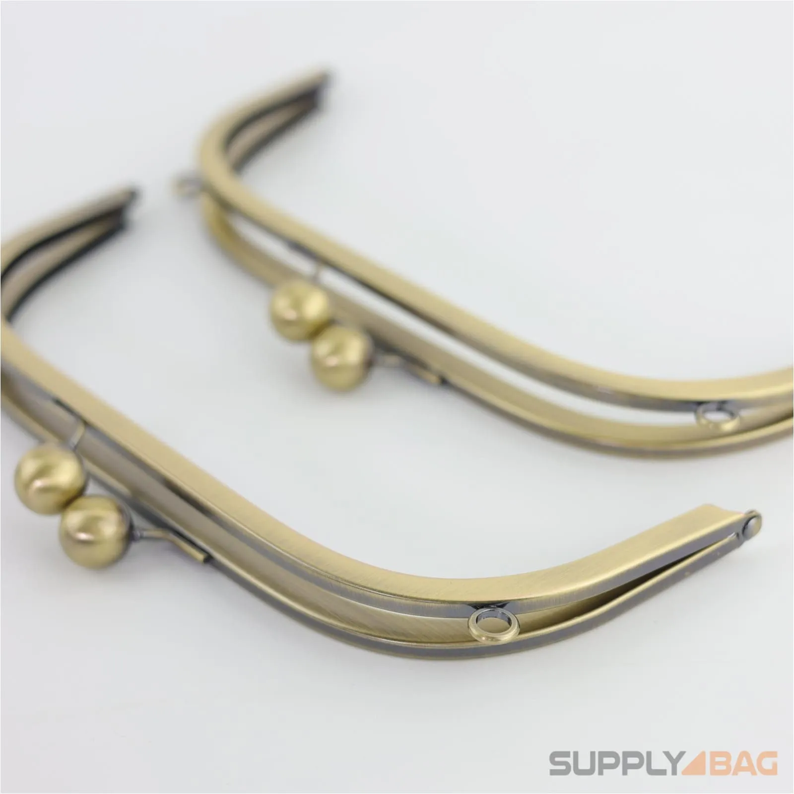 10 x 4 inch - Ball Clasp - Antique Brass Arch Shape Metal Purse Frame with O Chain Rings