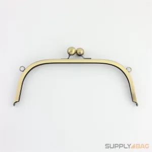 10 x 4 inch - Ball Clasp - Antique Brass Arch Shape Metal Purse Frame with O Chain Rings