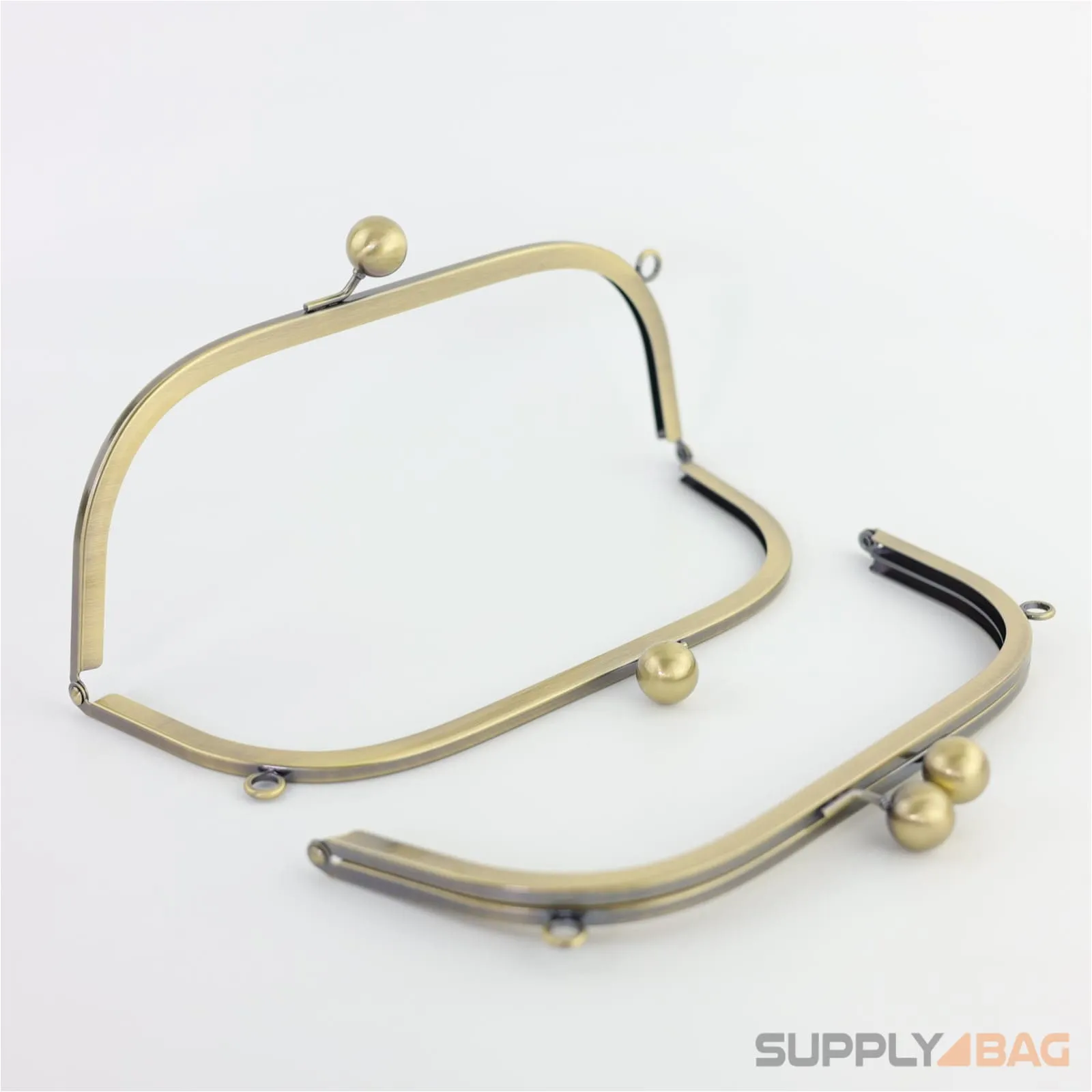 10 x 4 inch - Ball Clasp - Antique Brass Arch Shape Metal Purse Frame with O Chain Rings