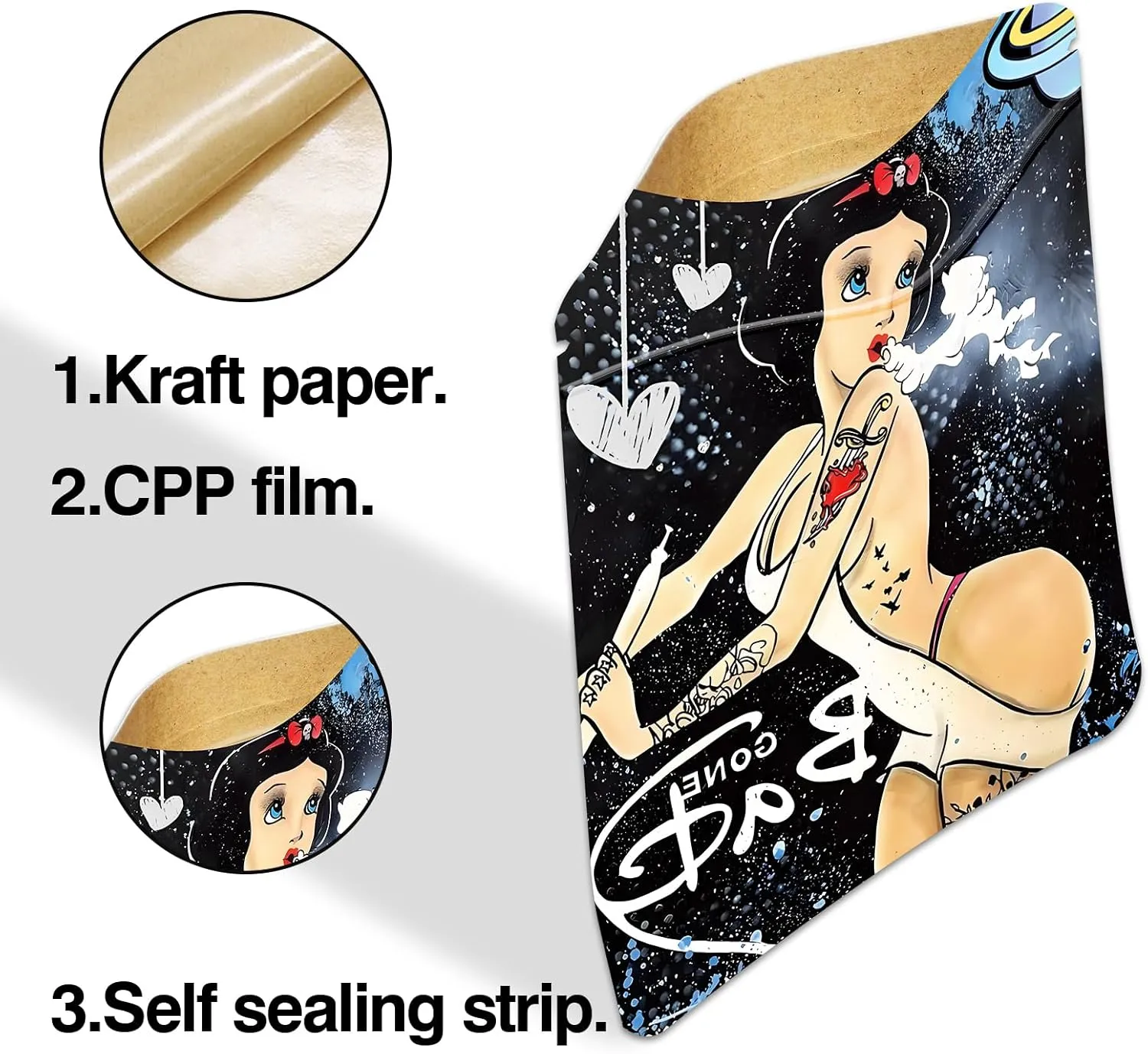100 Pcs Kraft Paper Self Sealing Bags Clear Window Resealable, 5.3 x 3.5 Inches, Eco-Friendly Food Grade Resealable Bags for Candy, Biscuit, Party Favors, Small Business Packaging