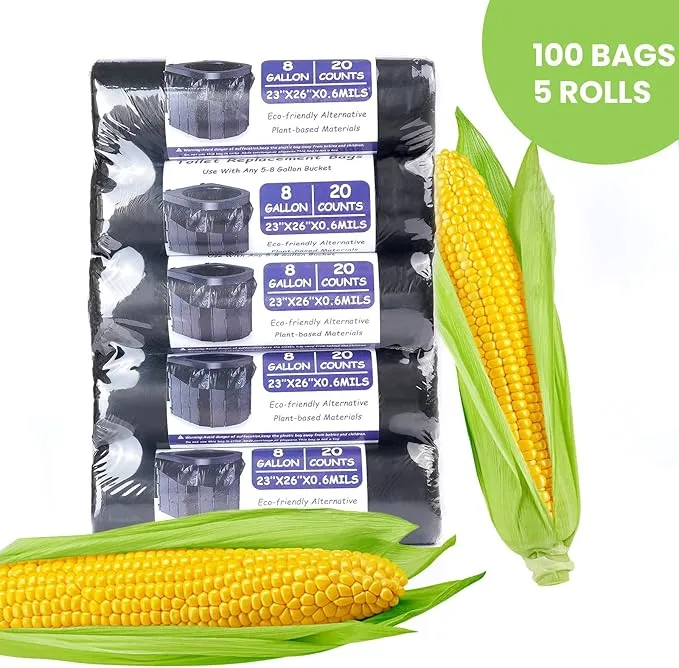 100 Portable Toilet Bags 8 Gallon, Thickened Biodegradable Camping Toilet Bags, Compostable Toilet Waste Bags for 5 Gallon Bucket Toilet, Outdoor Boating Travel Toilet Bags for Travel, Boating