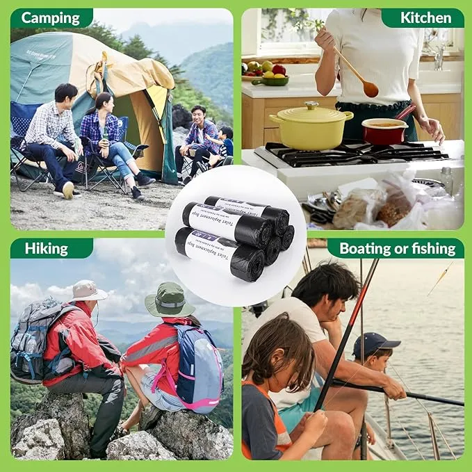 100 Portable Toilet Bags 8 Gallon, Thickened Biodegradable Camping Toilet Bags, Compostable Toilet Waste Bags for 5 Gallon Bucket Toilet, Outdoor Boating Travel Toilet Bags for Travel, Boating