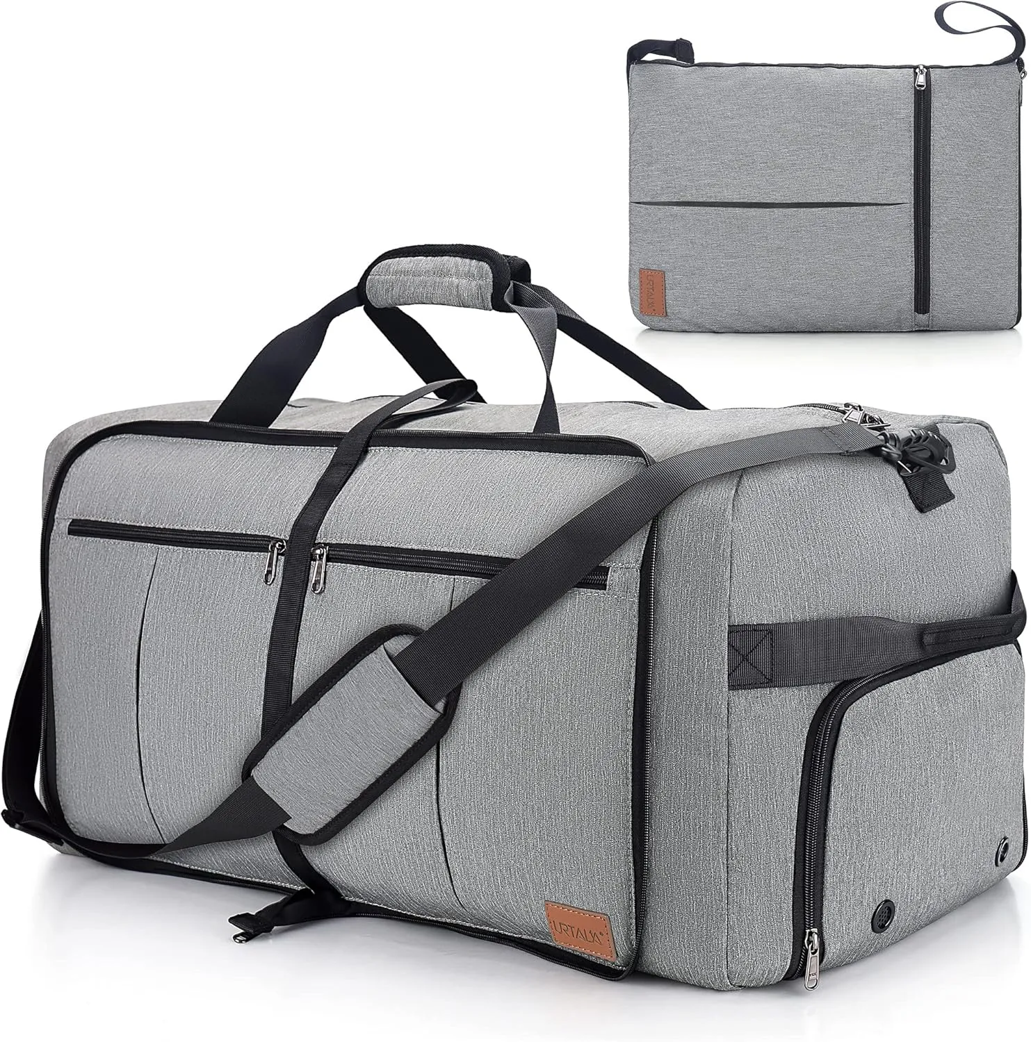 100L Travel Duffle Bag for Men, Urtala 32” Large Duffle Bag for Traveling with Shoe Compartment, Foldable Travel Duffel Bag Weekender Bag Gym Bag for Men Women Waterproof & Tear Resistant (Gray)