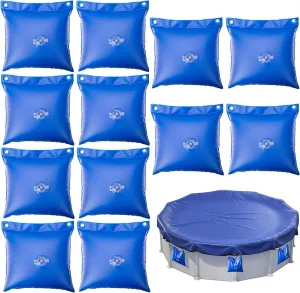 12 Pack Swimming Pool Cover Hanging Bag - 0.4 mm PVC Pool Cover Weights - Heavy-Duty Winter Water Tube for Above Ground Winter Pool Cover，11.5″L×11.5″W