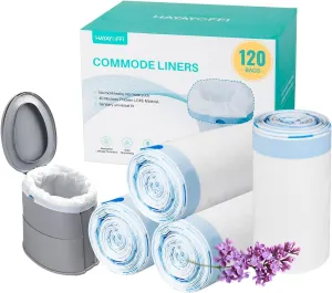 120 Bedside Commode Liners Disposable Lavender Scented Commode Bags,Thicker Potty Chair Liners Fits All Standard Adult Commode Chairs Toilet Bucket Potty Bedpan in Medical Care