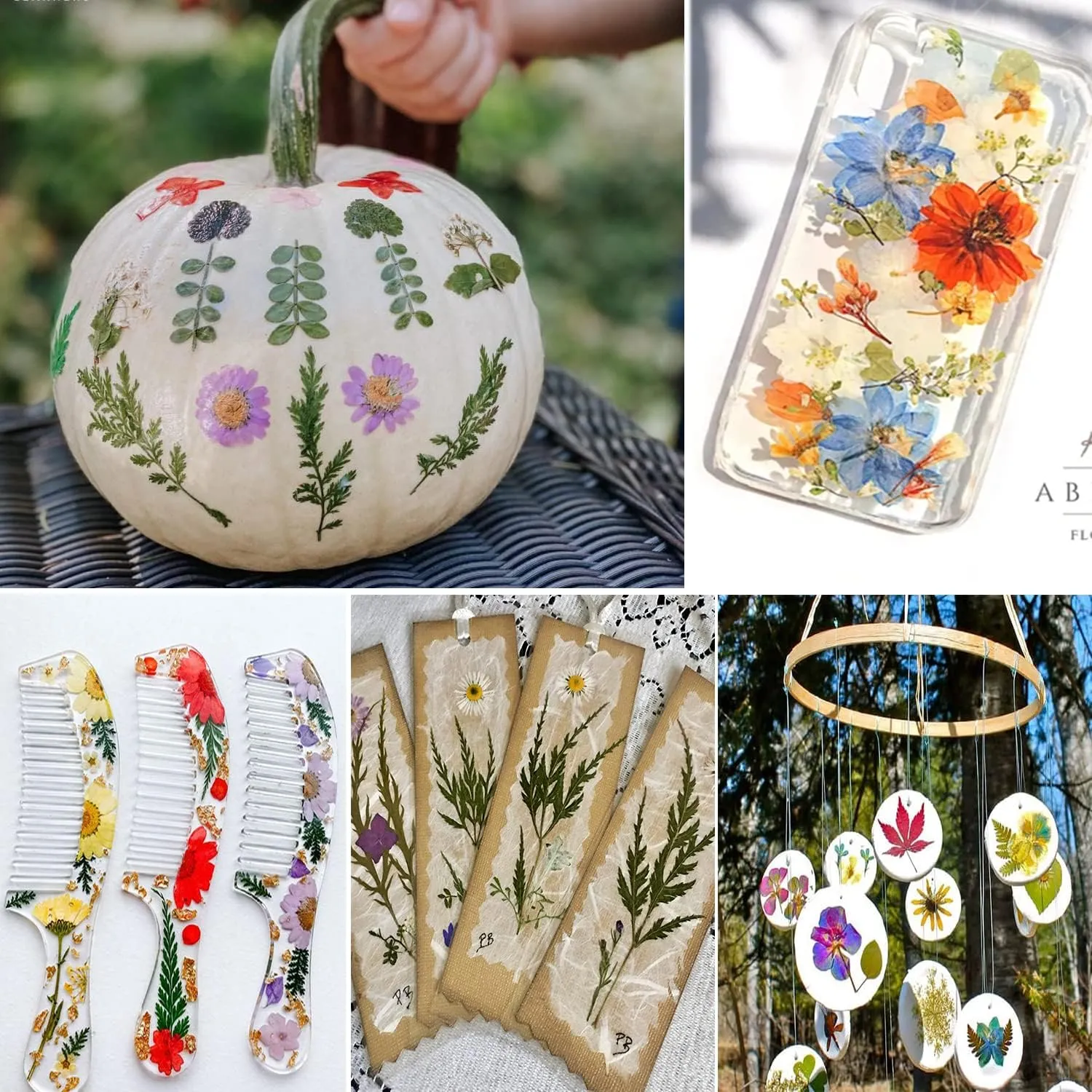 122PCS Large Nature Dried Pressed Flowers for Resin Mold, Real Dry Pressing Floral with Butterfly Transparent Stickers Set for DIY Jewelry Making Nail Card Scrapbook Art Craft Love Parade