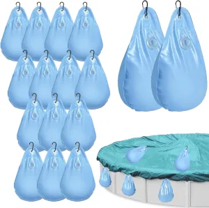 16 Packs Round Pool Cover Weights with Hooks, 13.5"x 9" PVC Leakproof Above Ground Pool Cover Weights, Heavy Duty Swimming Pool Cover Hanging Bag for Winter Pool Cover Hot Tub Weight Bags