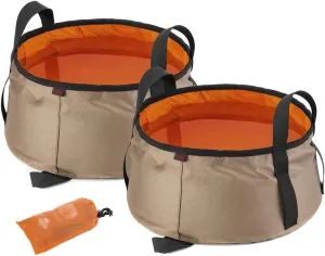 2 Pack Portable Collapsible Bucket 10L, Portable Camping Bucket, Outdoor Basin Fishing Bucket with Handle, Portable Wash Basin, for Car Washing Hiking (Color : Orange)
