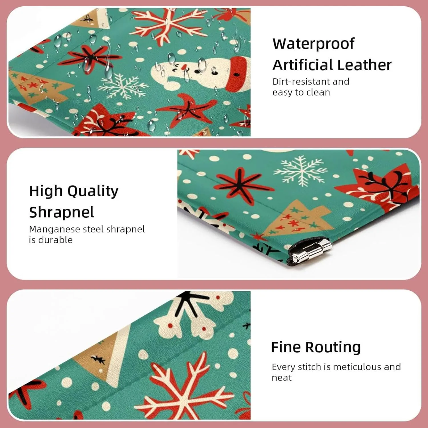 2 PCS Faux Leather Makeup Bag Set, Small Makeup Pouch, Portable No Zipper Makeup Pouch, Mini Makeup Pouch for Lipstick, Christmas Cartoon Lovely Santa Claus Elk