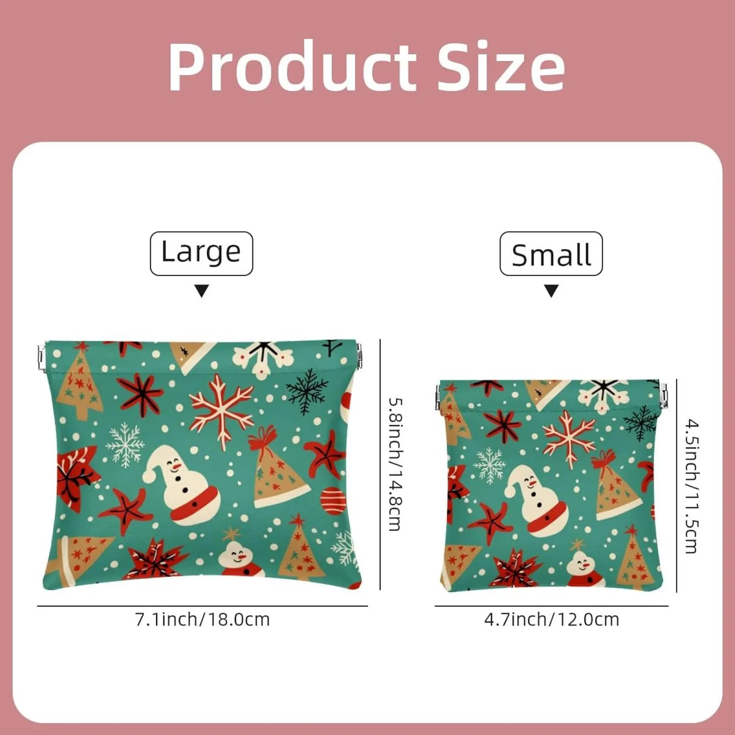 2 PCS Faux Leather Makeup Bag Set, Small Makeup Pouch, Portable No Zipper Makeup Pouch, Mini Makeup Pouch for Lipstick, Christmas Cartoon Lovely Santa Claus Elk