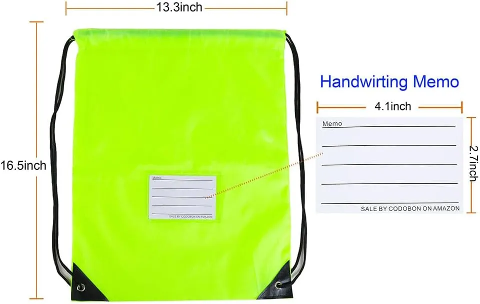 20 Pcs Drawstring Bags,Bulk Draw String Backpack, DIY Gym Sports Cinch Bag Sackpack for Women Men, Fluorescent Green