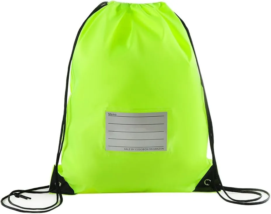 20 Pcs Drawstring Bags,Bulk Draw String Backpack, DIY Gym Sports Cinch Bag Sackpack for Women Men, Fluorescent Green
