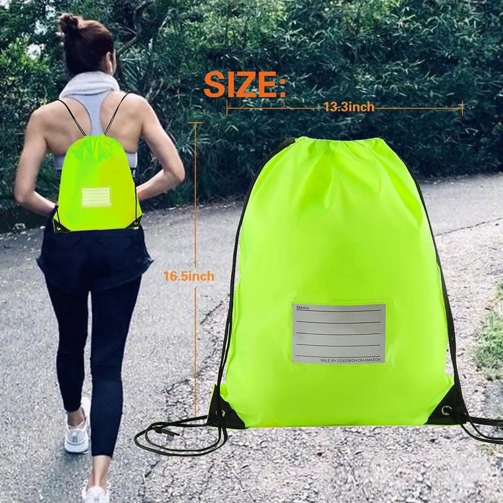20 Pcs Drawstring Bags,Bulk Draw String Backpack, DIY Gym Sports Cinch Bag Sackpack for Women Men, Fluorescent Green