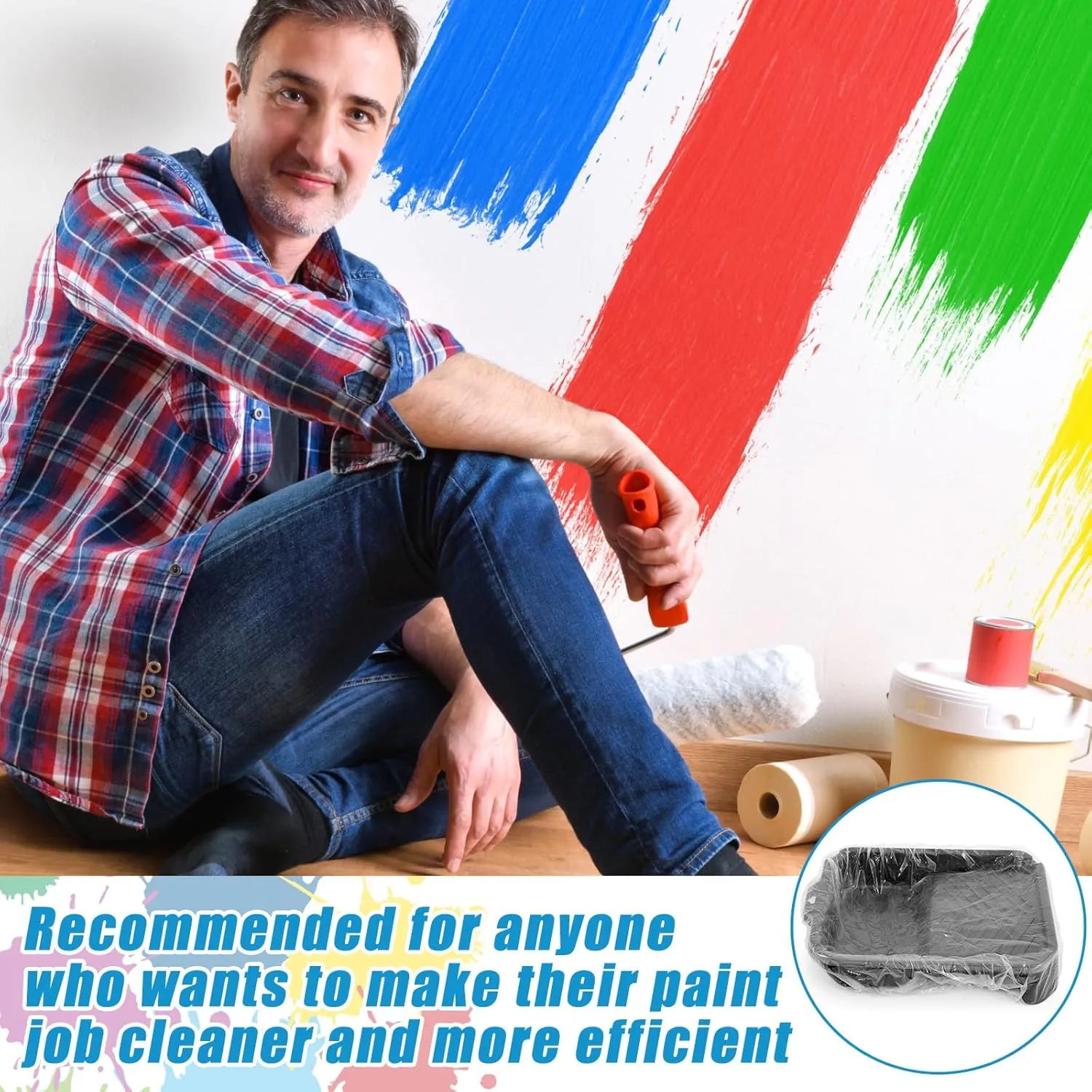 20 Pcs Heavy Paint Tray Liners Disposable Paint Roller Tray Liners Paint Pan Liners Paint Roller Tray Sets (18 Inch)