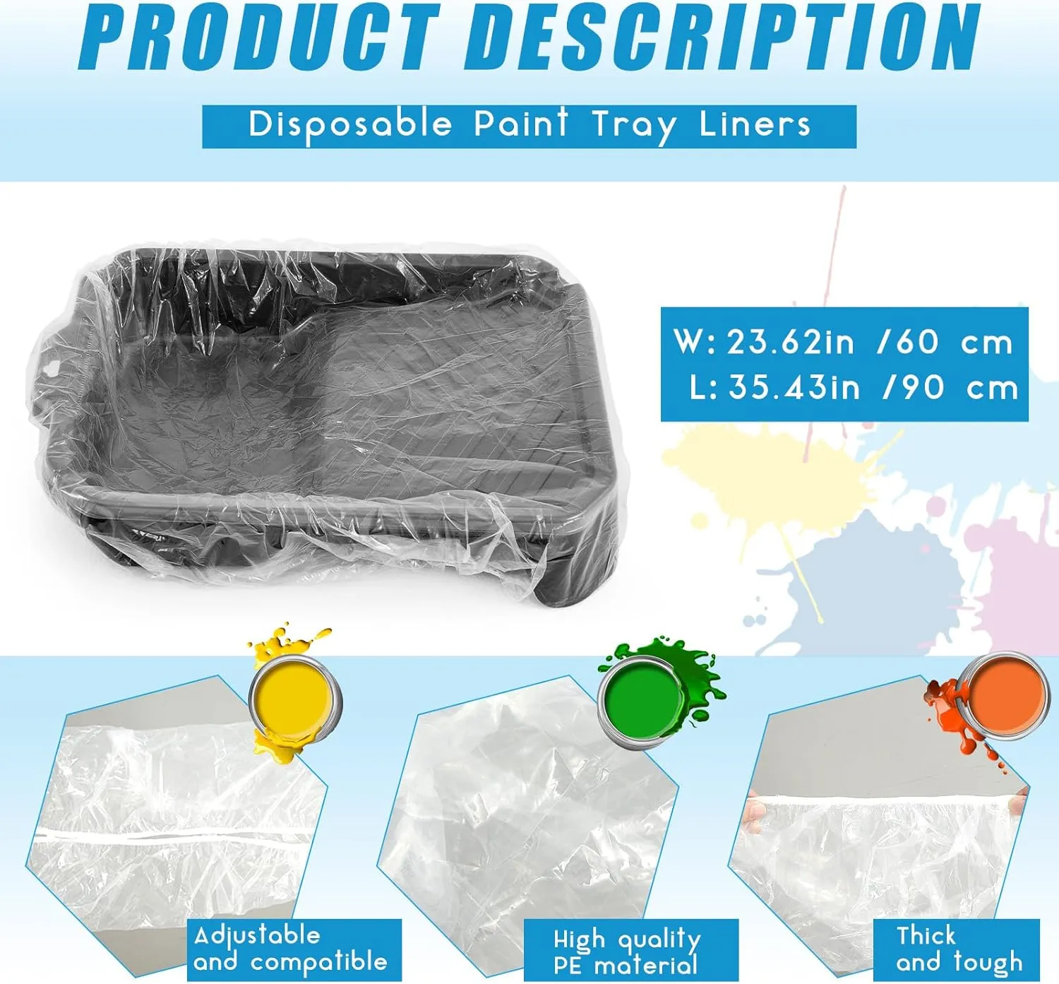 20 Pcs Heavy Paint Tray Liners Disposable Paint Roller Tray Liners Paint Pan Liners Paint Roller Tray Sets (18 Inch)