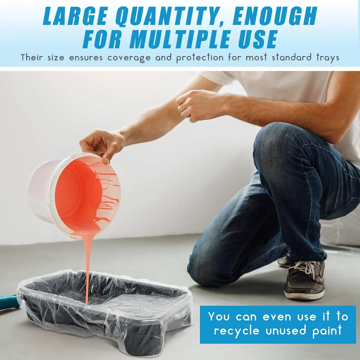 20 Pcs Heavy Paint Tray Liners Disposable Paint Roller Tray Liners Paint Pan Liners Paint Roller Tray Sets (18 Inch)