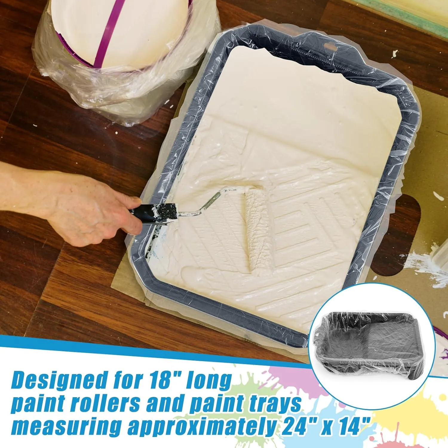 20 Pcs Heavy Paint Tray Liners Disposable Paint Roller Tray Liners Paint Pan Liners Paint Roller Tray Sets (18 Inch)