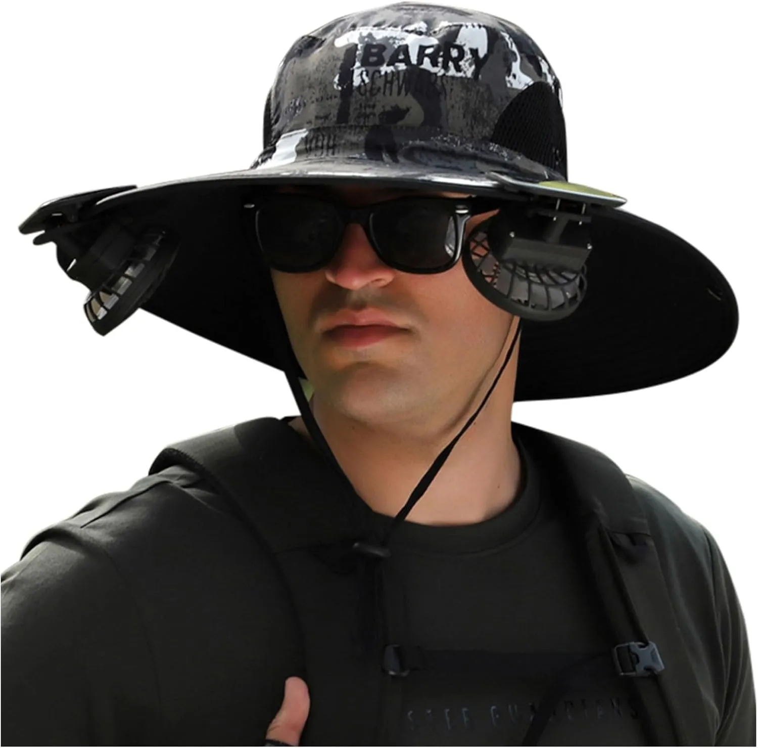 2025 Outdoor Wide Brim Sun Hat with 2 Solar Fan -Sun Bucket Hat for Men Women, UPF 50  Bucket Fishing Beach Hat Fan Built in