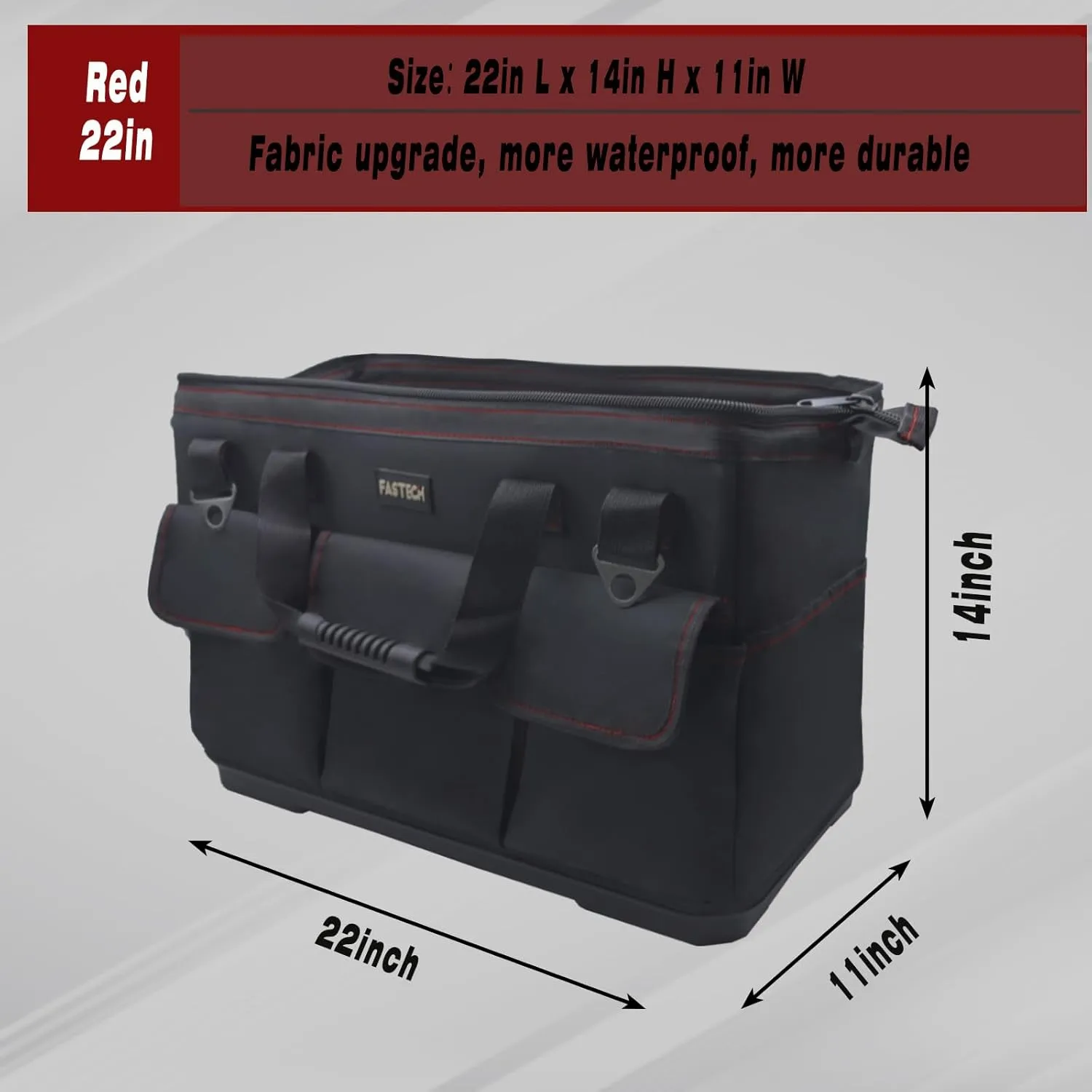 22-inch Heavy Duty Bottom Tools Bag With Wide Mouth For Tool Storage, Carrier and Organizer, Tool Bag For Men, Wide Mouth Tote Bag With Inside Pockets (22Inch)