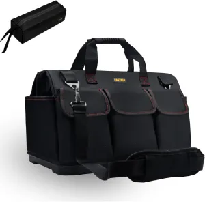 22-inch Heavy Duty Bottom Tools Bag With Wide Mouth For Tool Storage, Carrier and Organizer, Tool Bag For Men, Wide Mouth Tote Bag With Inside Pockets (22Inch)