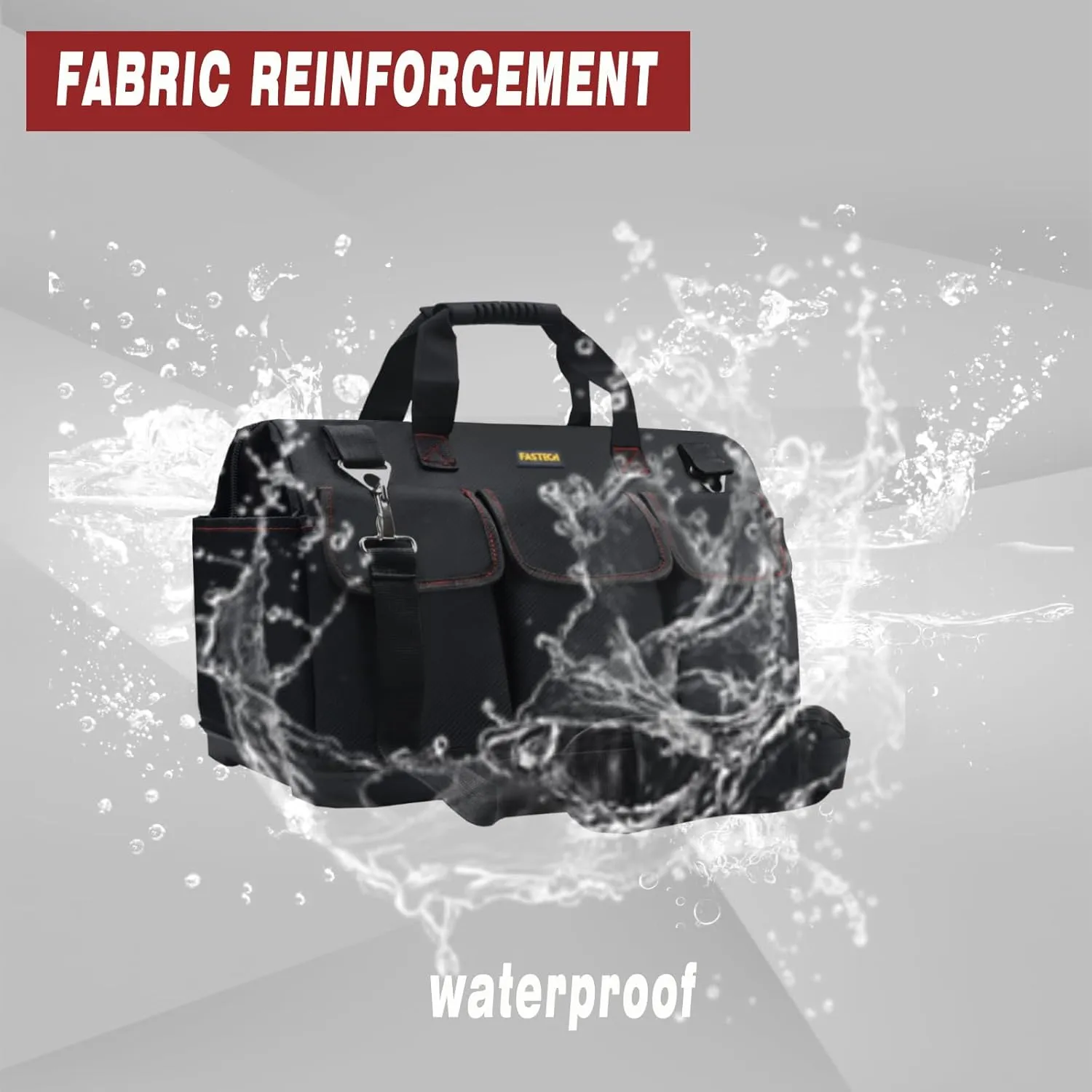 22-inch Heavy Duty Bottom Tools Bag With Wide Mouth For Tool Storage, Carrier and Organizer, Tool Bag For Men, Wide Mouth Tote Bag With Inside Pockets (22Inch)