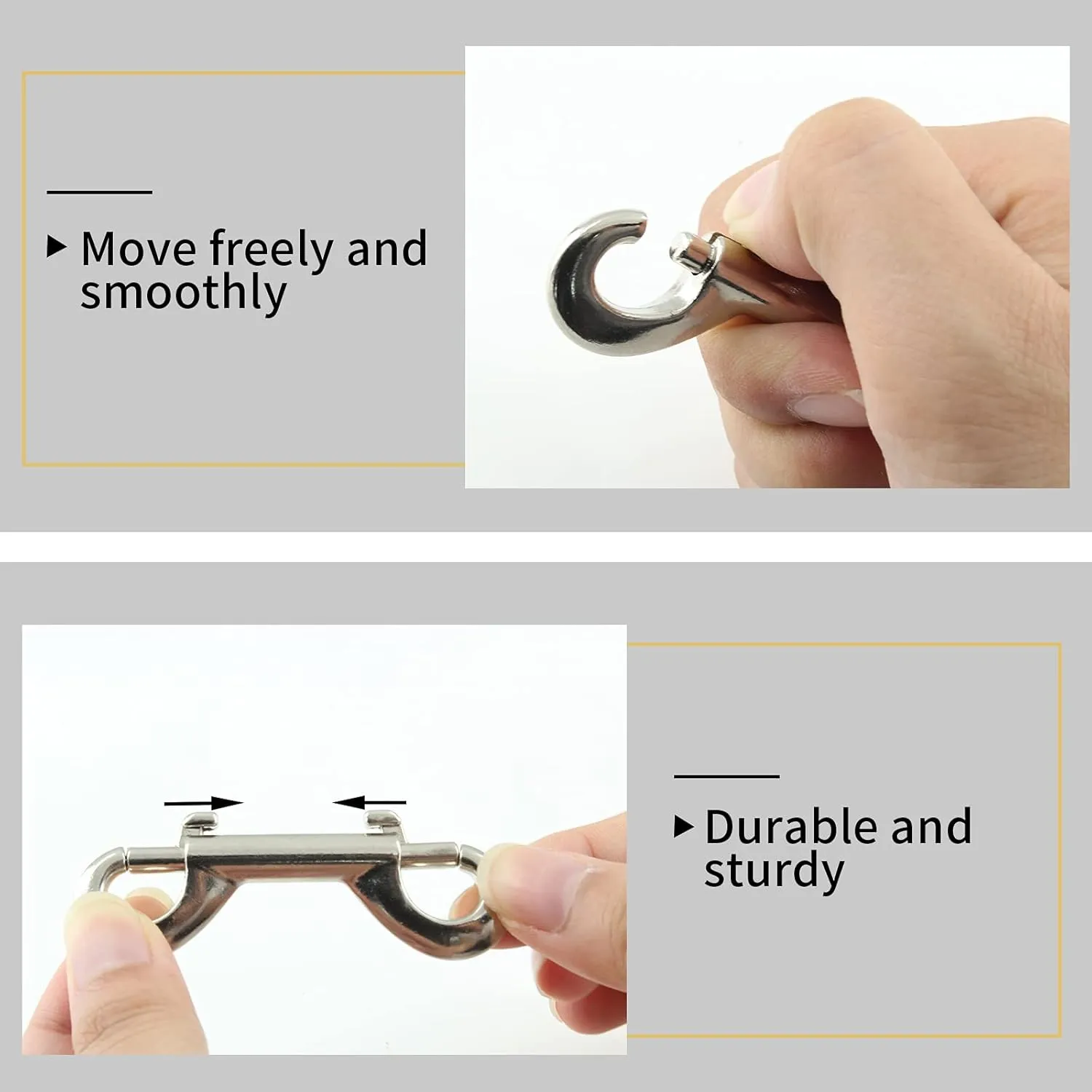 24 Pcs 4.7 Inch Double Ended Bolt Snaps Hook, Zinc Alloy Double Snap Hook Chain Clips for Dog Leash Key Chain Horse Tack Pet Feed Bucket Garage Use, Silver