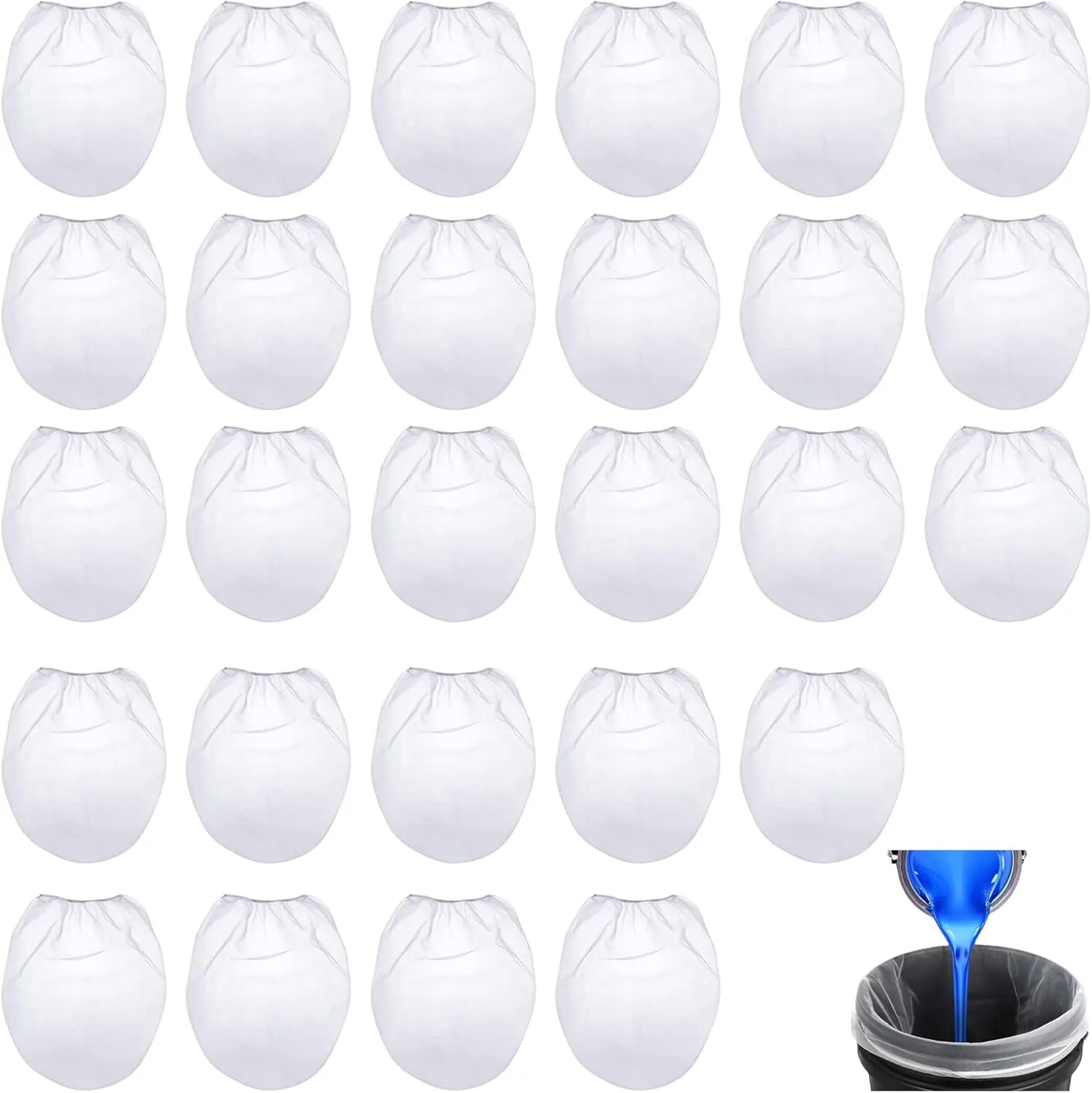 25 Pack Mesh Paint Strainer Bags, 5 Gallon Elastic Top Paint Strainer Bags Filters Bucket with Elastic Top Opening Hydroponic Paint Filter Bag for Hydroponics Painting Gardening