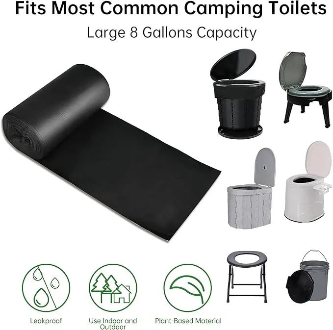 25/50 / 75 Pcs Portable Camping Toilet Bags,5 Gallon Compostable Toilet Replacement Bags for Camping Toilet, Portable Potty Bags for Outdoor Camping