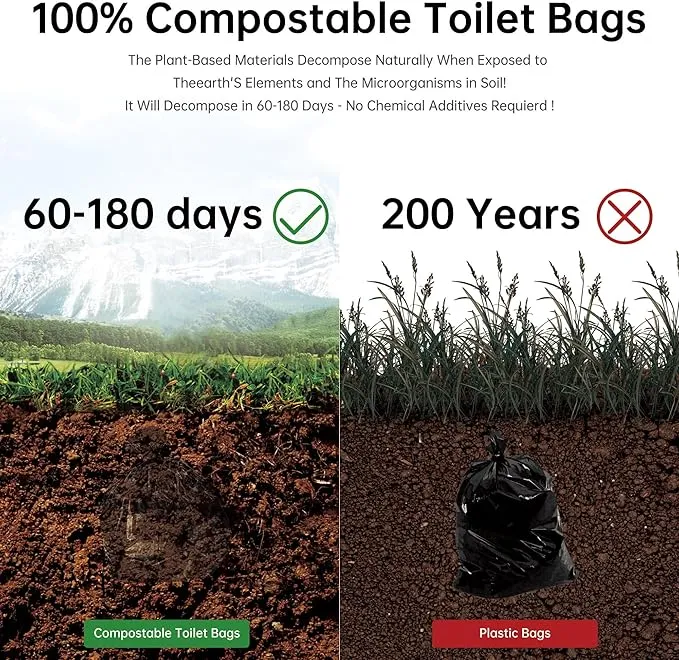 25/50 / 75 Pcs Portable Camping Toilet Bags,5 Gallon Compostable Toilet Replacement Bags for Camping Toilet, Portable Potty Bags for Outdoor Camping