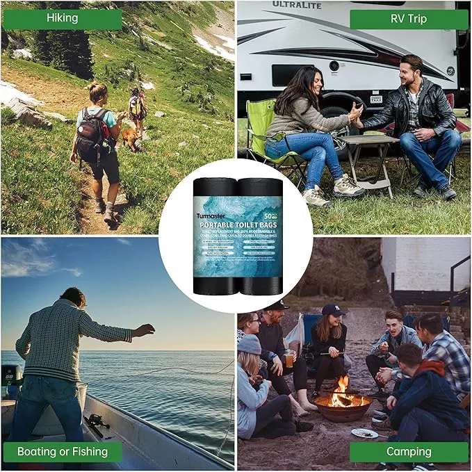 25/50 / 75 Pcs Portable Camping Toilet Bags,5 Gallon Compostable Toilet Replacement Bags for Camping Toilet, Portable Potty Bags for Outdoor Camping