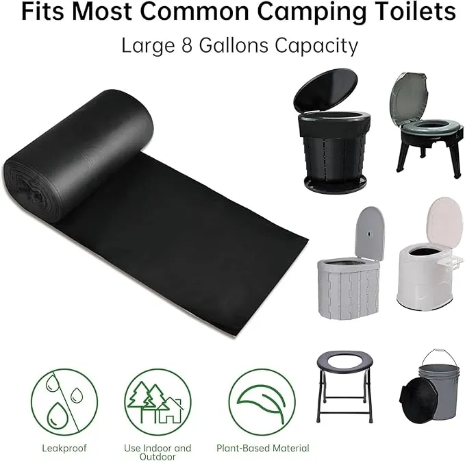 25/50 / 75 Pcs Portable Camping Toilet Bags,5 Gallon Compostable Toilet Replacement Bags for Camping Toilet, Portable Potty Bags for Outdoor Camping