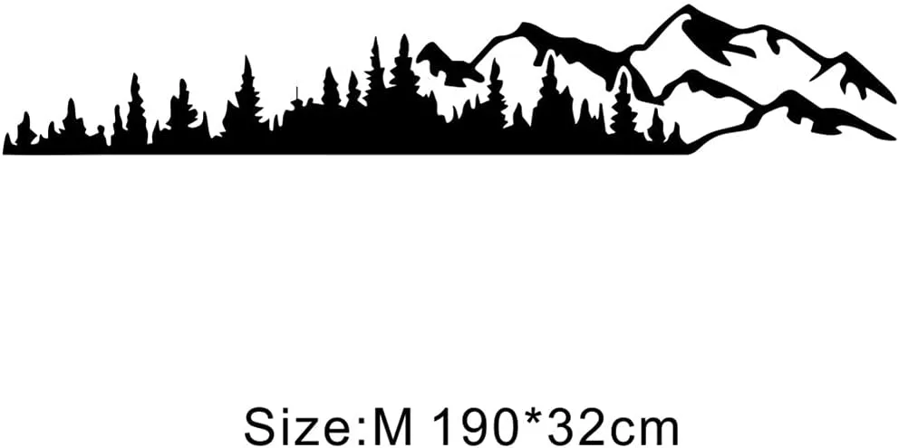 2PCS Mountain Tree Forest Vinyl Decals Car Body Door Side Vinyl Decoration for SUV Off-Road Car Body Sticker (Black, 74.67 * 12.61in)