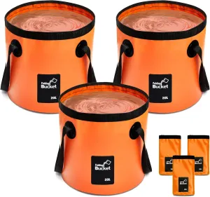 3 Pcs 5 Gallon Bucket Collapsible Foldable Bucket with Handle for Camping Fishing Hiking to Hold Water Folding Container Carry Bag Multiple Use Portable Fold up Lightweight