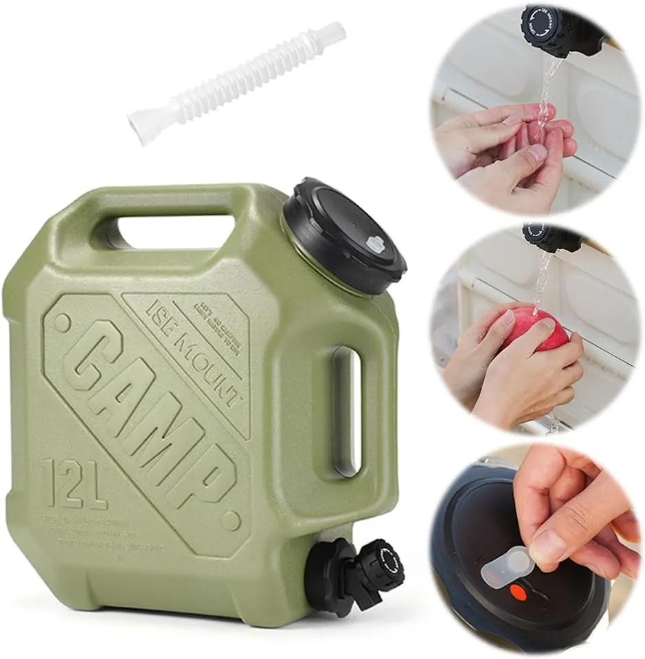 3.2 Gallon/12 L Water Containers with Spigot, BPA Free Camping water Storage Containers Portable Water Jug for Camping Outdoor Hiking,Emergency Stroage