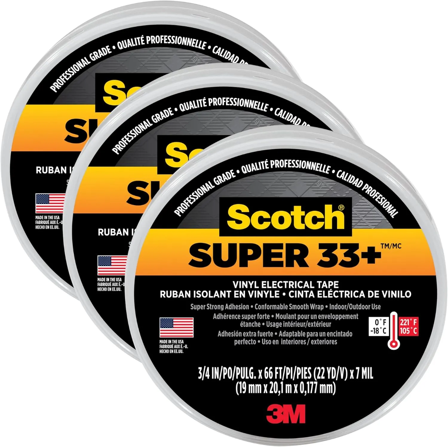 3M Scotch Super 33  Vinyl Electrical Tape, .75-Inch by 66-Feet