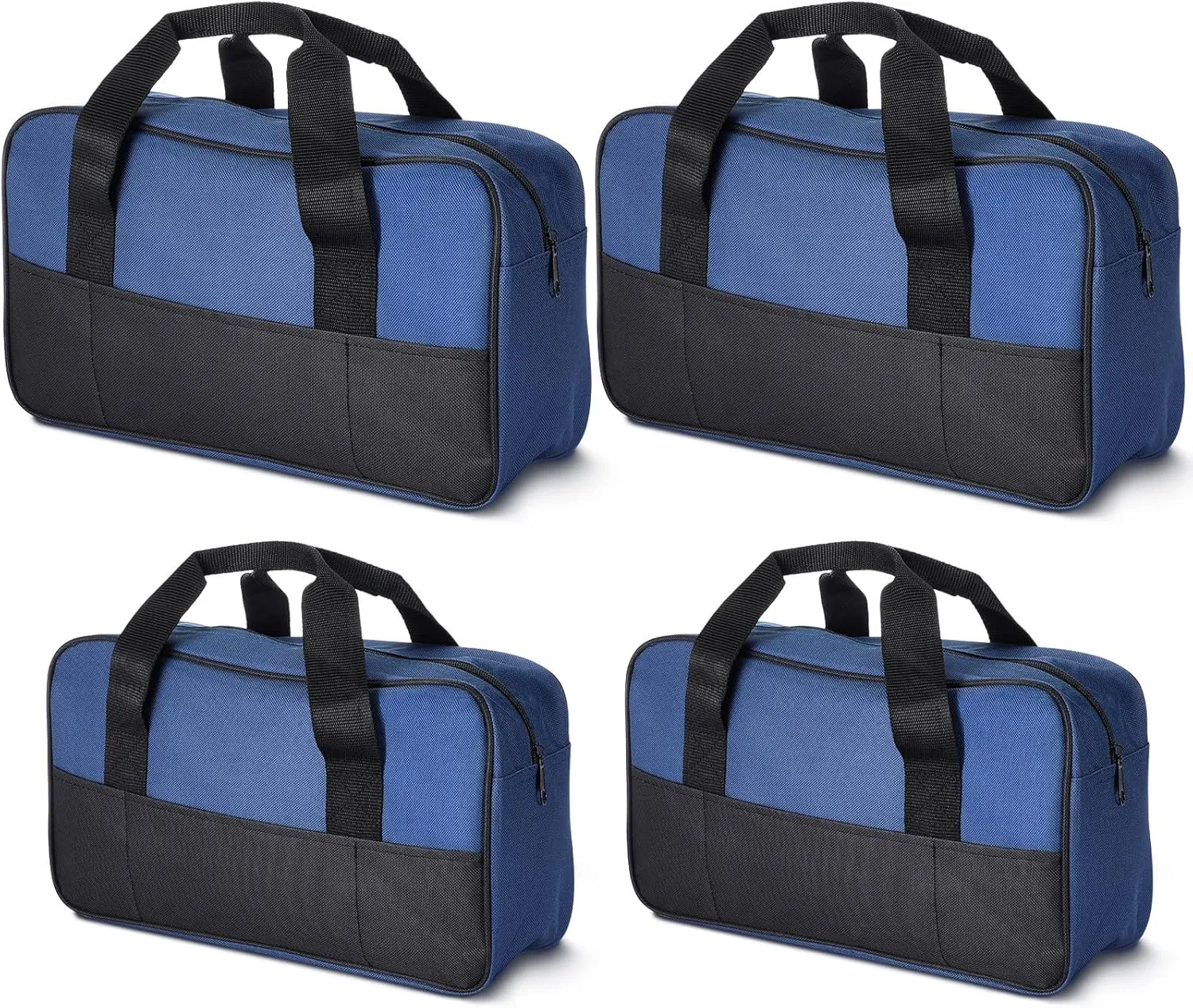 4 Pack 18 Inch & 14 Inch Tool Bag with Zipper and Outside Pockets Wide Mouth Tool Tote Bag Waterproof Fabric Storage for Electrician Organizer Father's Gift, Navy Blue and Black