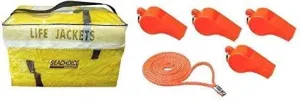 4 Pack Type II Yellow Life Jacket Vest W/Whistle & Storage Bag USCG Approved