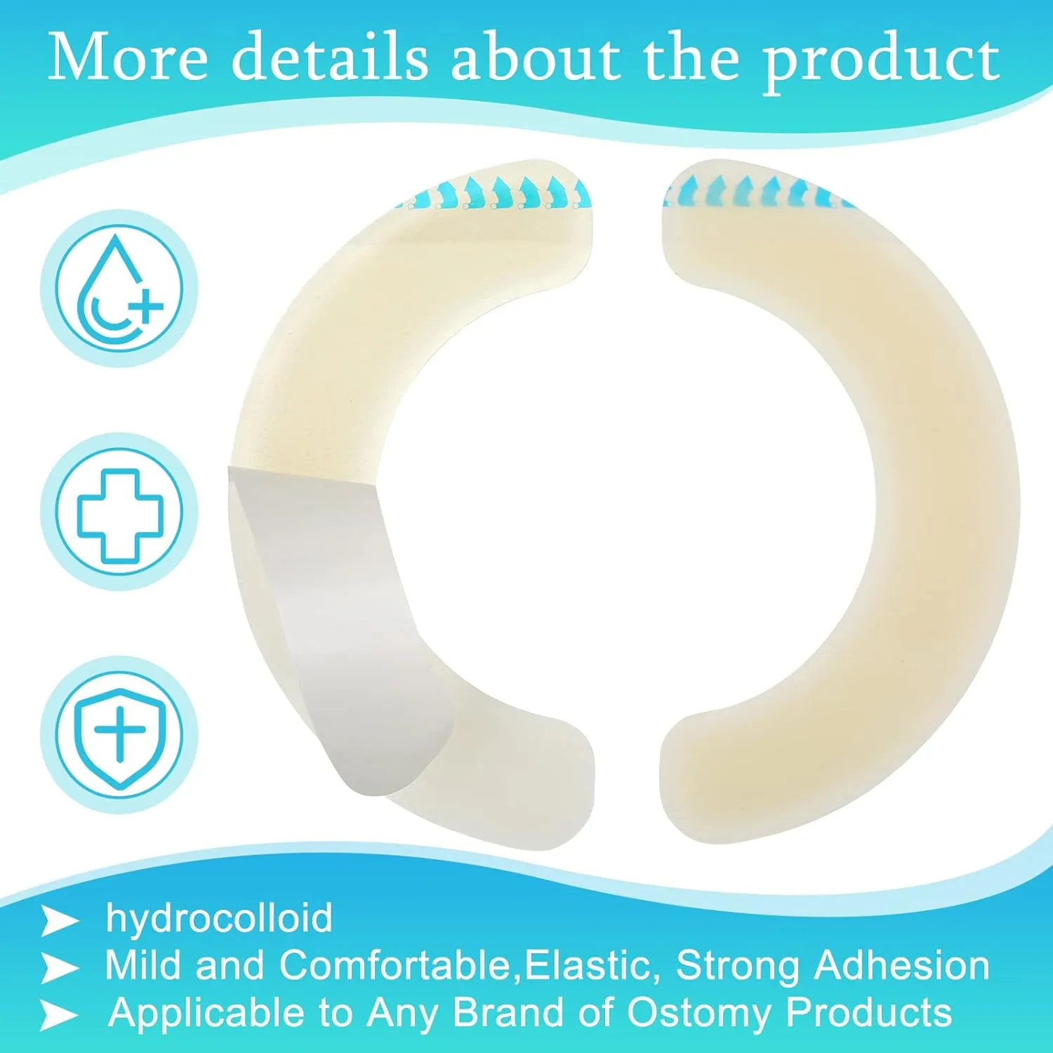 40 Pcs Ostomy Barrier Strips Hydrocolloid Ostomy Supplies Adhesive Colostomy Supplies Elastic Barrier Strips for Colostomy Bags Curved Ileostomy Tape for Stoma Urostomy Bag
