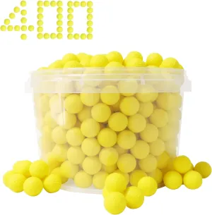 400 Rival Balls Fits for Nerf Rival Guns, Yellow Rival Ammo Compatible with Nerf Rival Series Blasters, Rival Pistol (Yellow, Comes with a Storage Bucket)