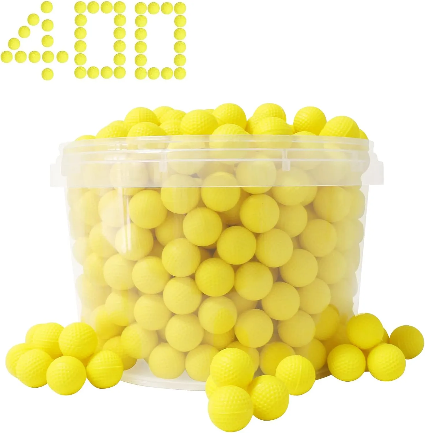 400 Rival Balls Fits for Nerf Rival Guns, Yellow Rival Ammo Compatible with Nerf Rival Series Blasters, Rival Pistol (Yellow, Comes with a Storage Bucket)
