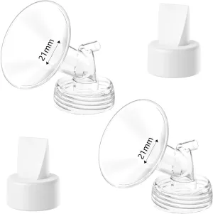 4pack Breast Pump Parts, 2pcs 21mm Flange and 2pcs Duckbill Valves for Spectra/Motif Luna/Amada MYA Breast pumps Parts, for Spectra S2 S1 9 Plus Parts, Replace to Spectra Flange Spectra Duckbill Valve
