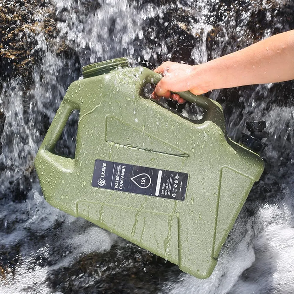 5 Gallon BPA-Free Water Jug - Leak-Proof Portable Camping Water Container with Spigot, Emergency Water Storage for Hiking, Picnics & Outdoor Adventures