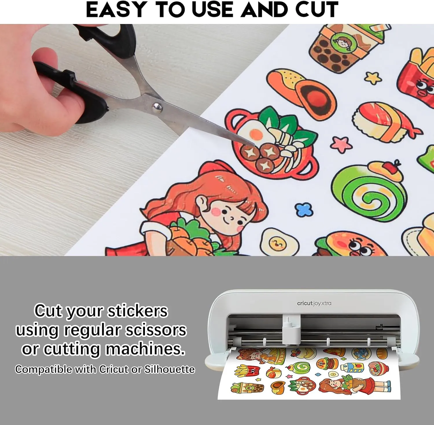 60 Sheets Premium Printable Clear Vinyl Sticker Paper for Inkjet Printer, 8.5x11" Transparently Vinyl Sticker Paper Waterproof, Dries Quickly, Vivid Colors, Tear Resistant, Great for Cutting Machines
